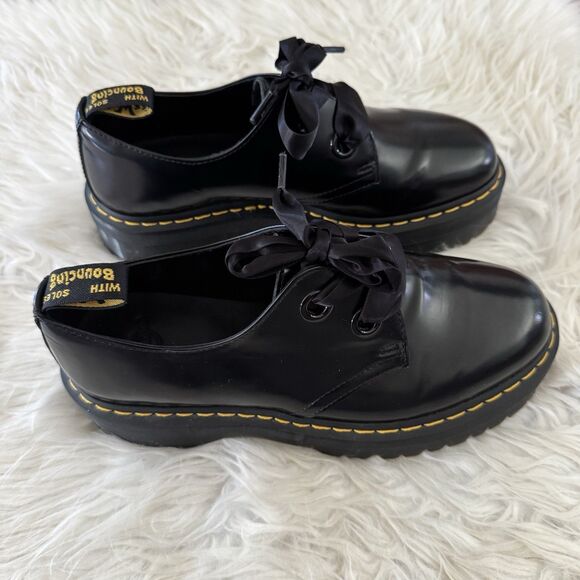 Dr Doc Martens Holly Platform Shoes Black Leather Oxfords Women's Size 10 US - Picture 3 of 9